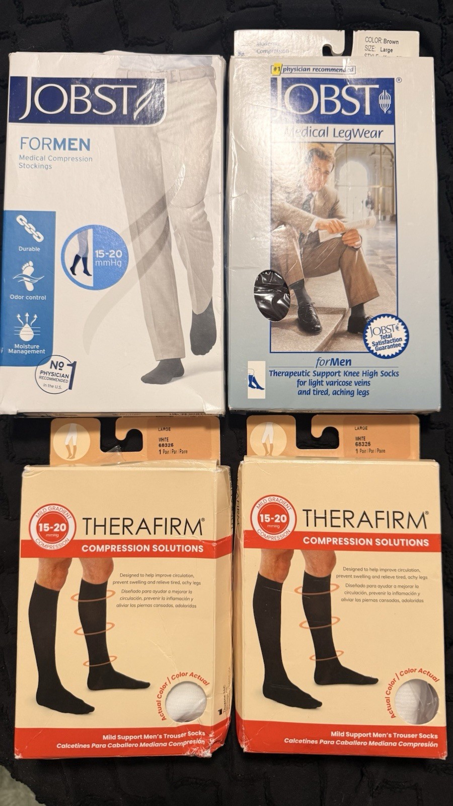 4 Pairs Compression Socks 15-20 mmHg Men Large Knee High JOBST Therafirm Lot