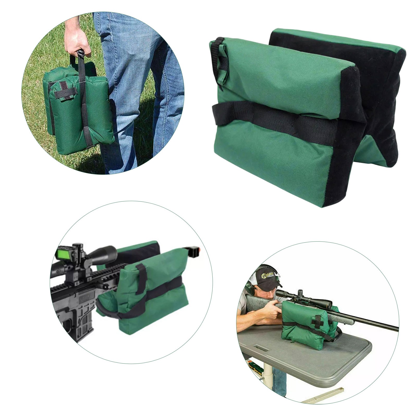 Shooting Range Sand Bag Set Rifle Gun Bench Rest Stand Front Rear Bag /Gun Sock