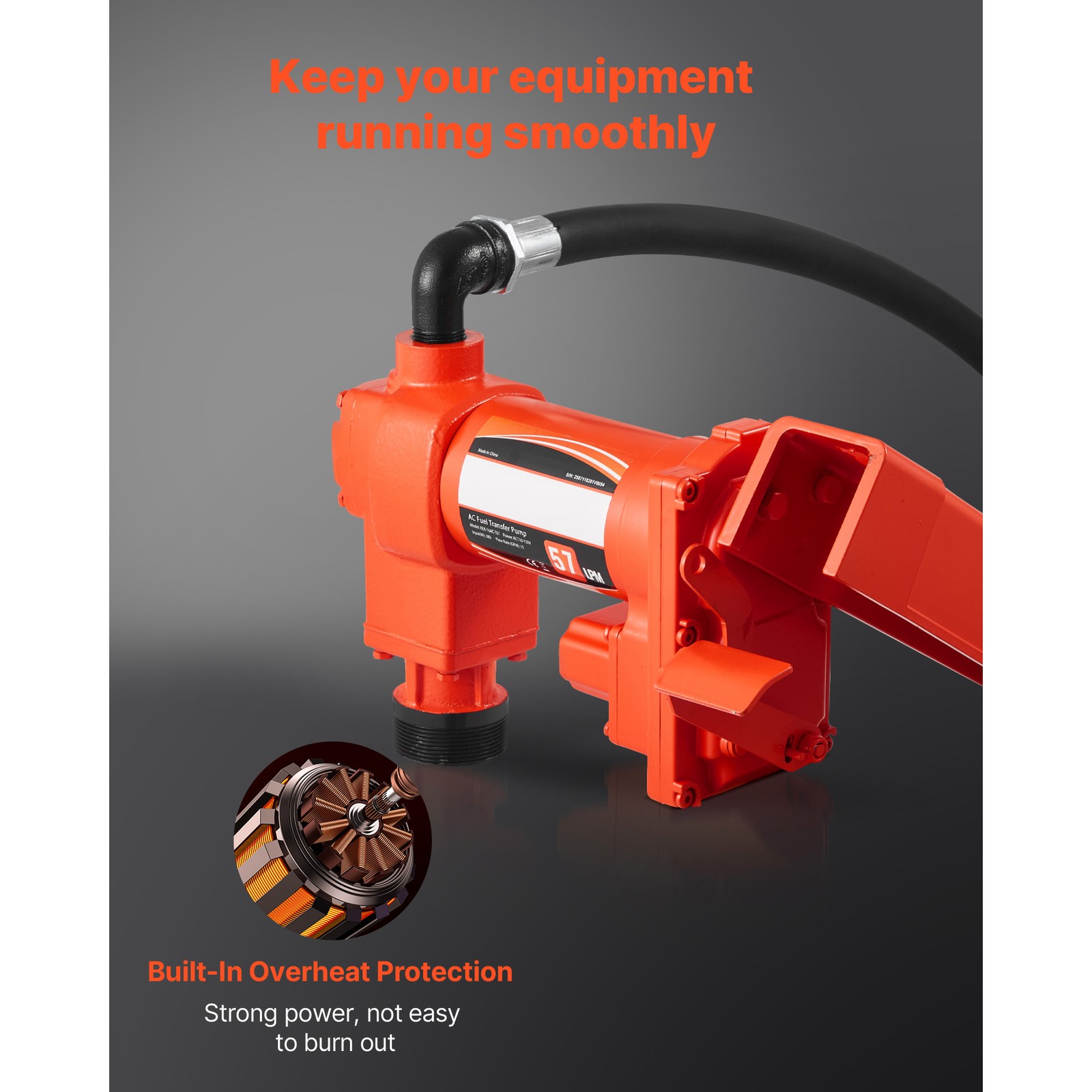 Uimoso Electric Fuel Transfer Pump 110V for Diesel, Oil, and Kerosene, 15 GPM