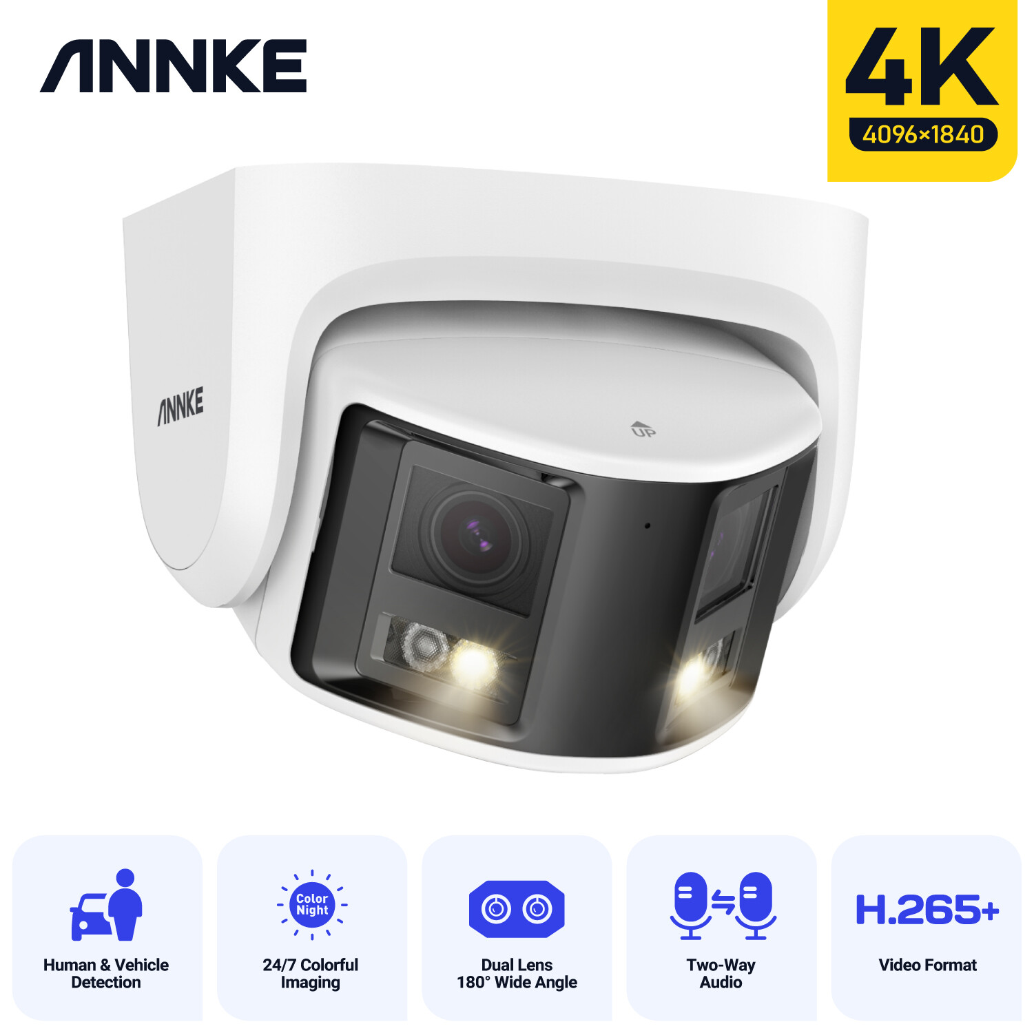 ANNKE 4K Full Color Night PoE Security IP Camera Dual Lens Two-Way Audio Outdoor