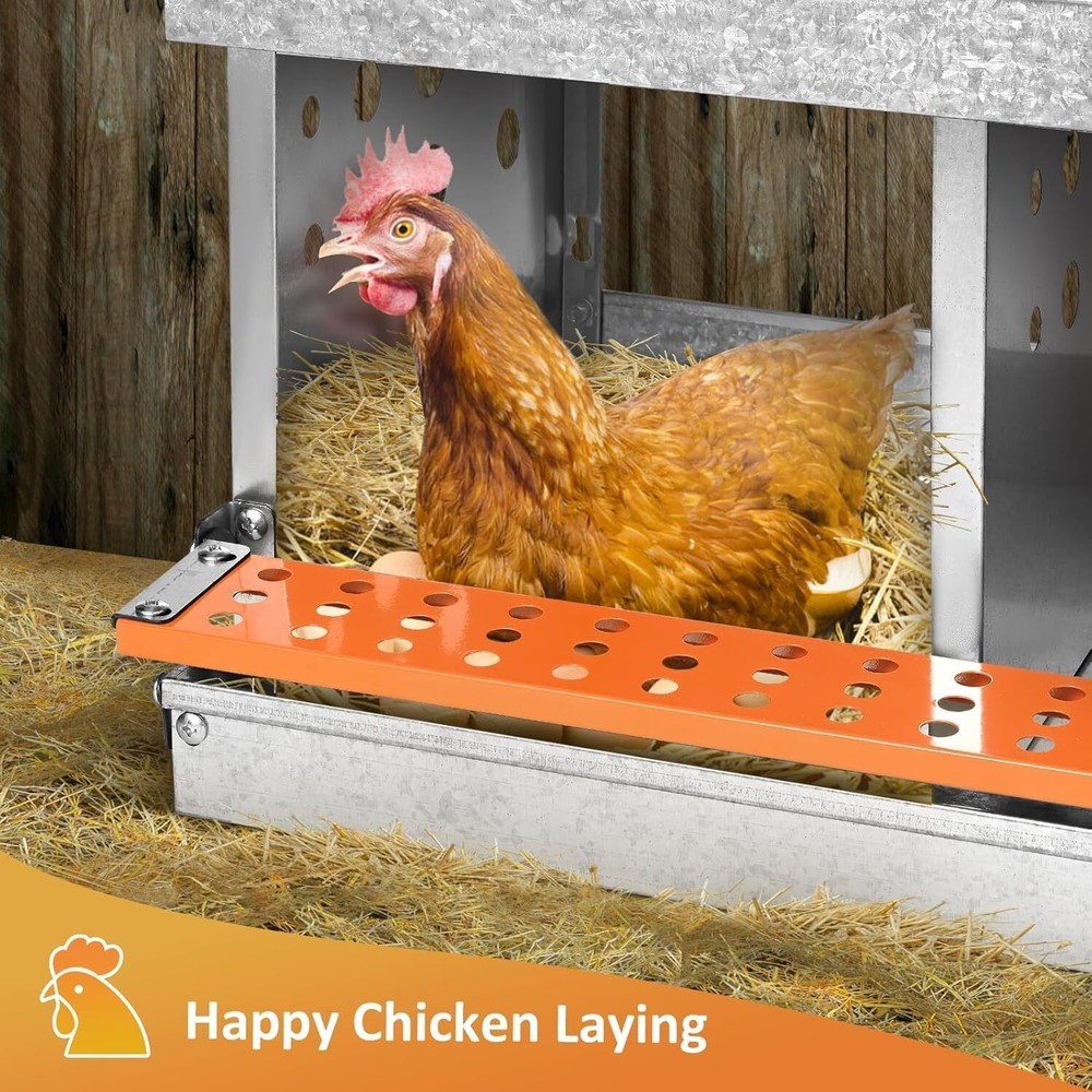 Chicken Nesting Box 10 Holes Metal Poultry Brooding Box Automatic Egg Rollout