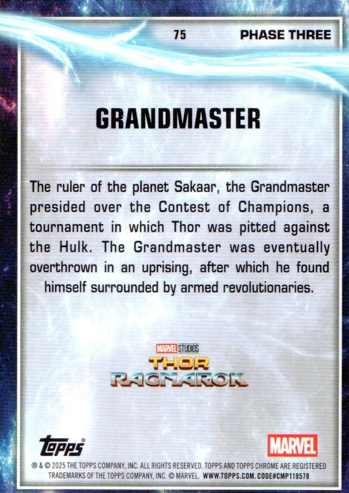 2025 Topps Chrome Marvel Studios #75 Grandmaster - NM-MT