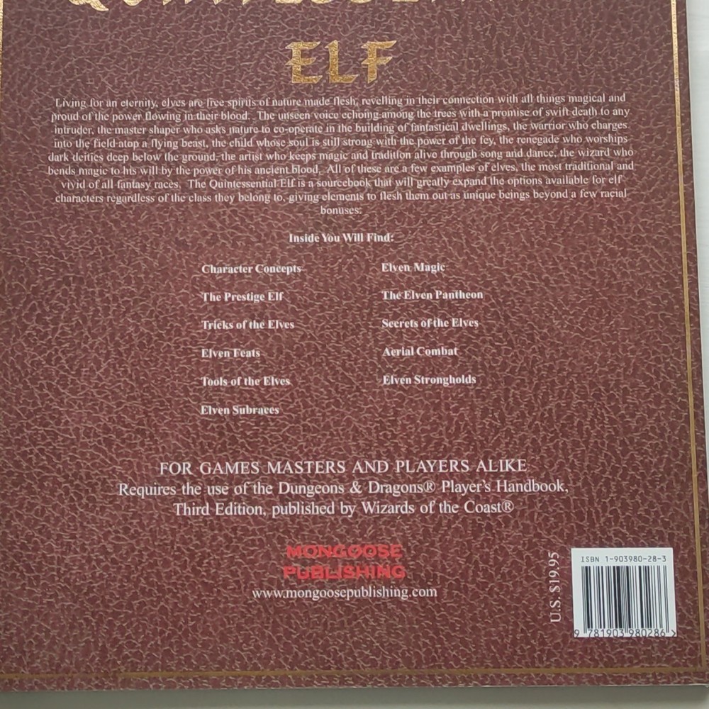 The Quintessential Elf Mongoose Publishing D&D V3 Compatible #4005