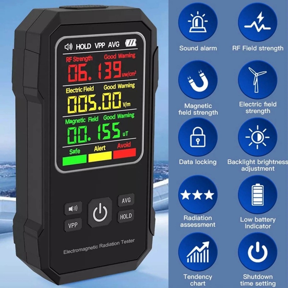 Digital Electromagnetic Field EMF Meter with Peak and Average Value Switching