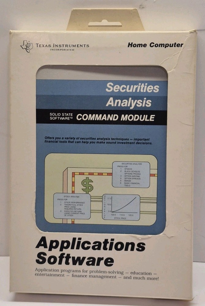 Texas Instruments TI 99/4A Securities Analysis Complete in Box - Tested working