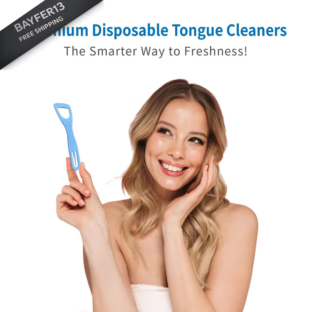 Tongue Cleaner, Scraper, Disposable, Plastic Clean Blue
