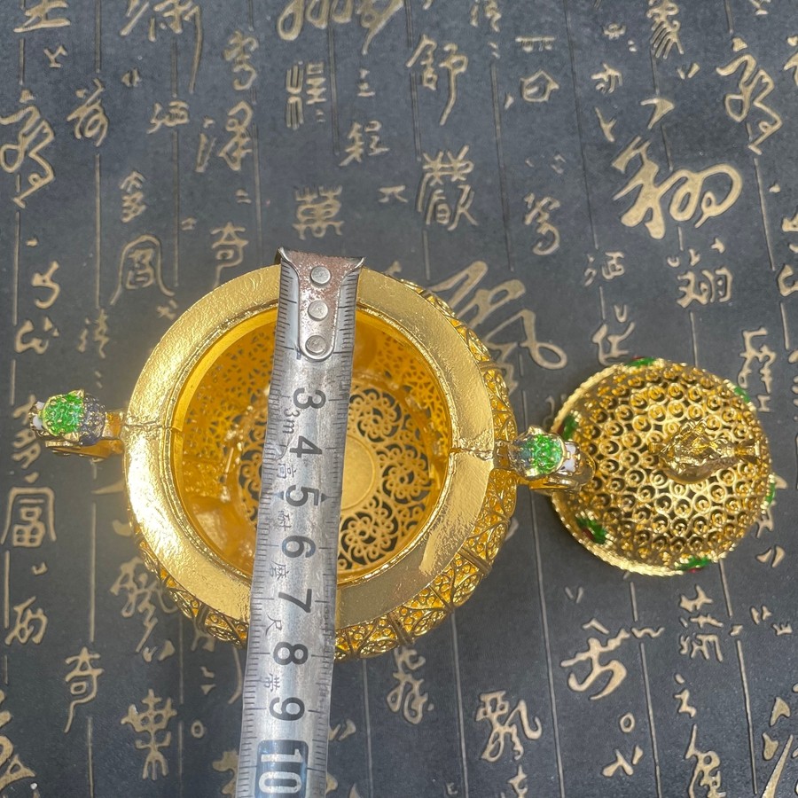 Old Chinese Bronze Tripod Kirin Censer Filigree Openwork Incense Burner