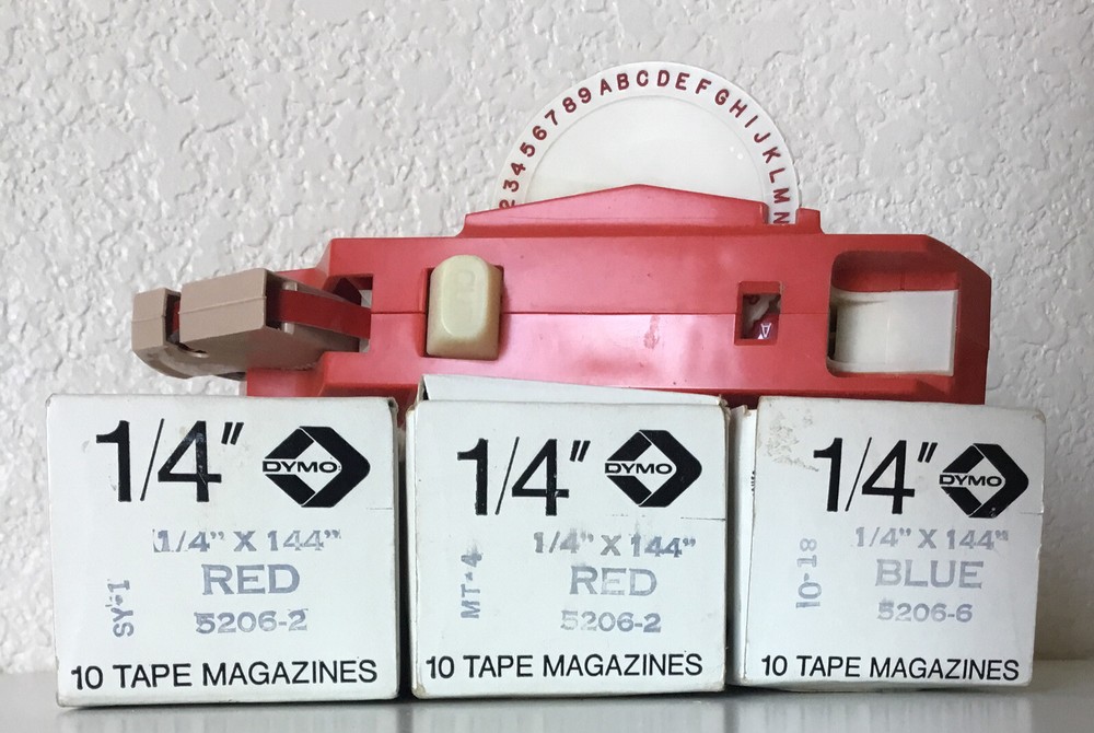 Vintage Red Dymo Lable Maker 1895 with Red replacement tape C