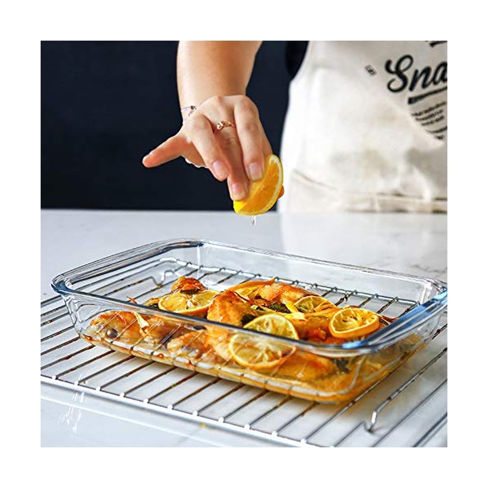 8-Piece Deep Glass Baking Dish Set with Plastic lids,Rectangular Glass Bakewa...