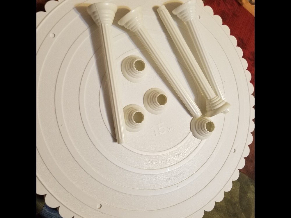 Wilton 15" round tier plates with 7" ring pillar set 