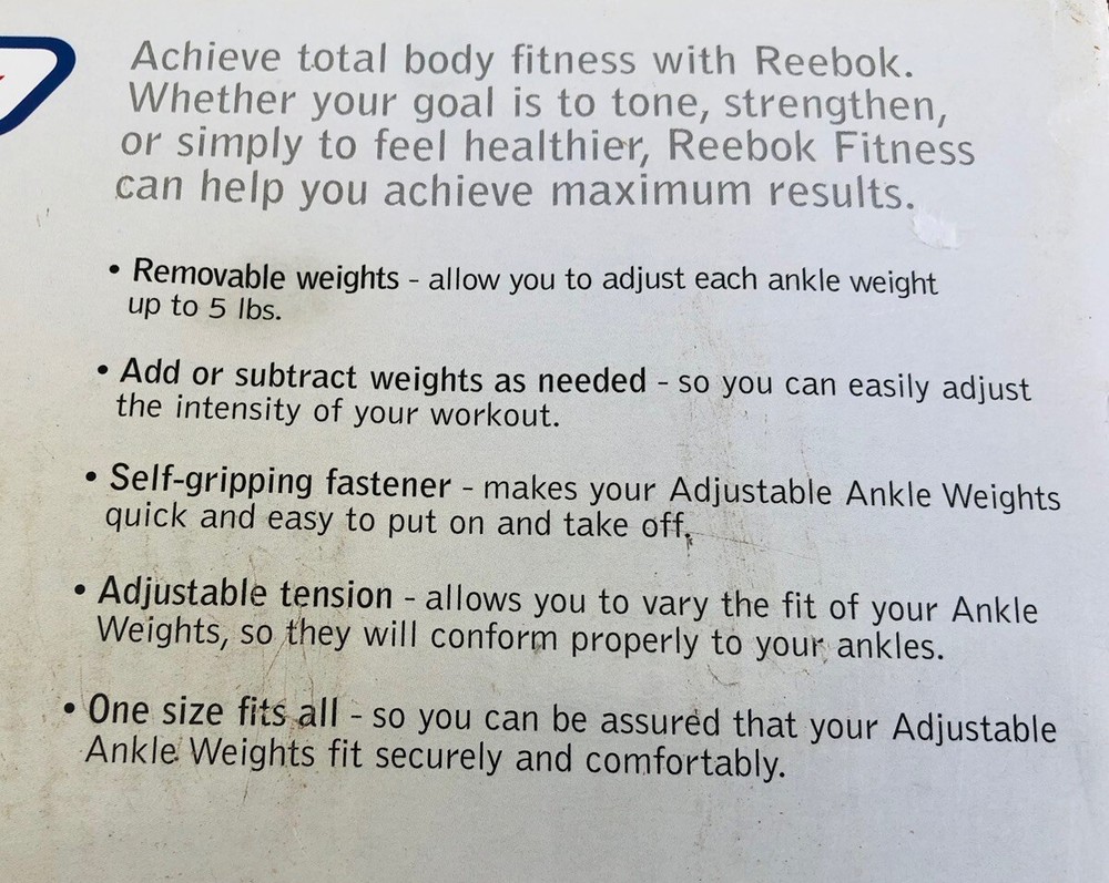 Reebok￼ 10 Pound Pair (5 Lb ea) Adjustable Ankle Weight