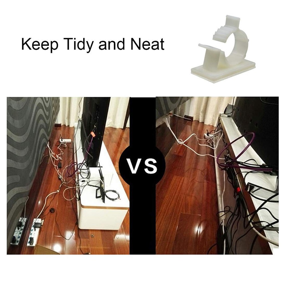 Adjustable Cable Clips Self-Adhesive Wire Holder Cable Organizer Adhesive Wir...