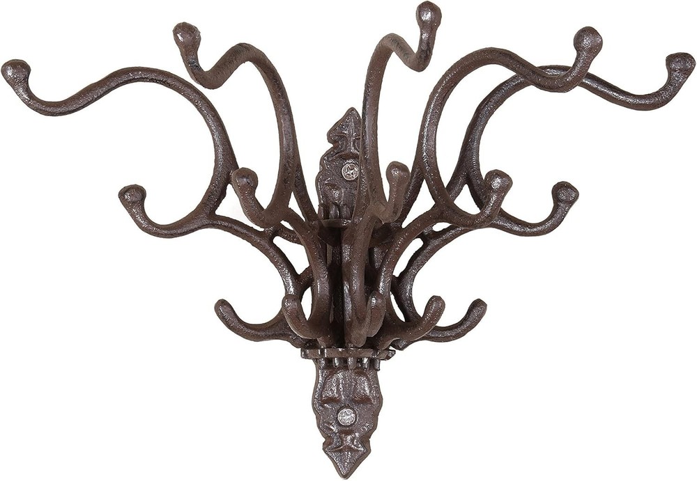Antique Cast Iron Wall Hooks in Rust Finish