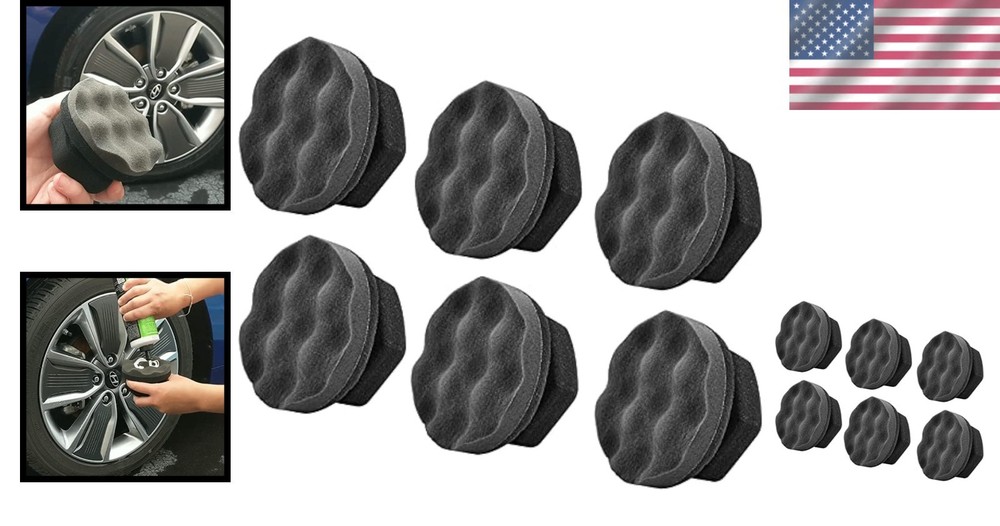 6 Pack Large Tire Shine Applicator Pads - Ergonomic & Reusable Foam Design