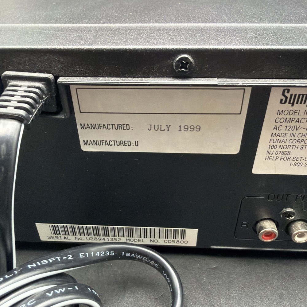 Symphonic CD5800 5 Compact Disc Automatic Changer - Tested