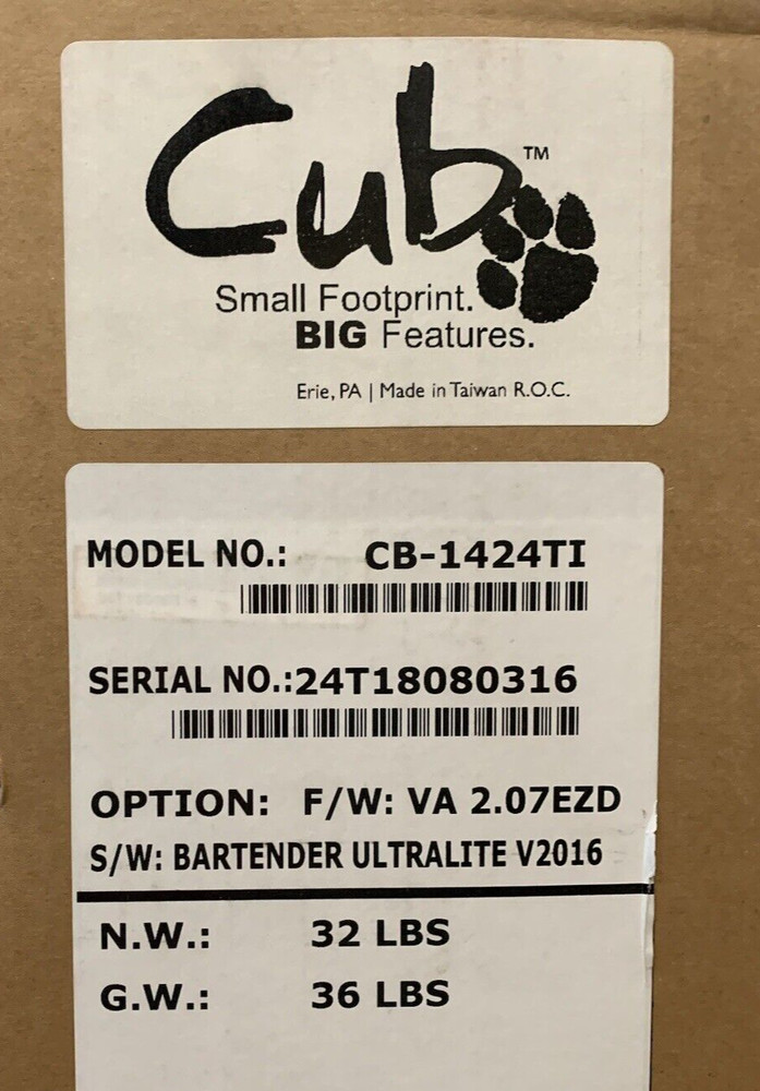 Printer Label CUB CB-1424Ti with Ethernet Connectivity