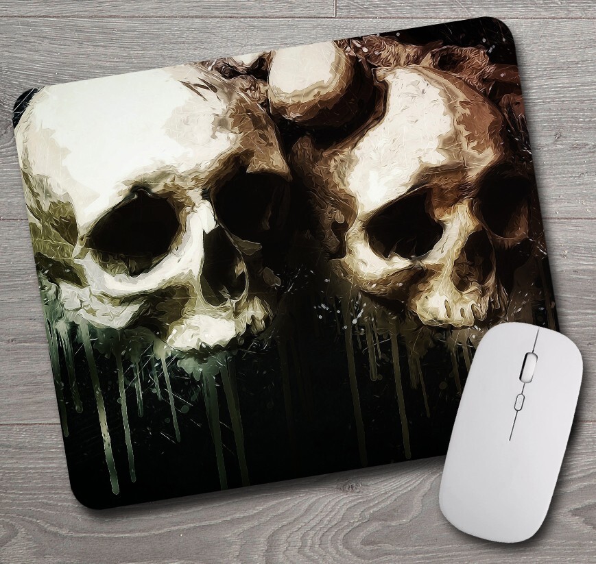 Old Ancient Skulls - Mouse Pad / PC Mousepad - Gothic Horror Wicca Skeleton Gift