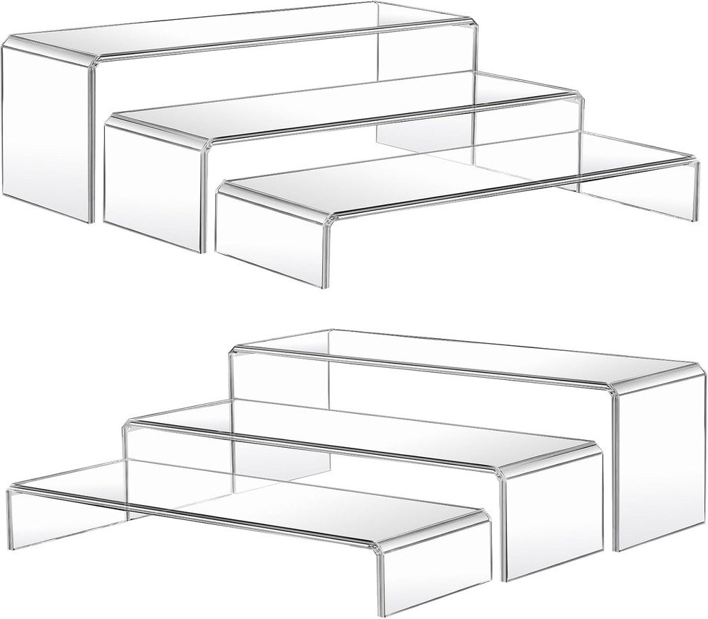 Acrylic Risers Display Stand, 6 Pcs Clear Plastic Rectangle Stand for Cupcakes,