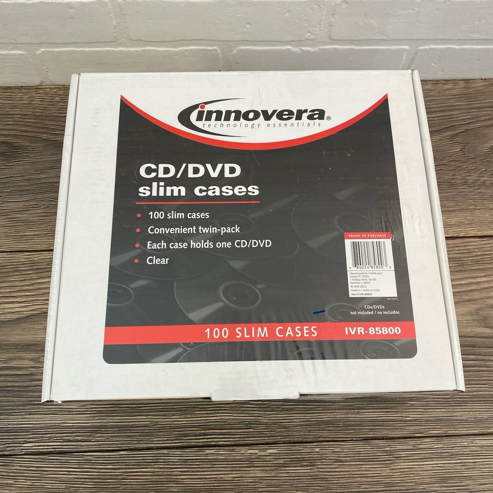 INNOVERA 100 PACK CD/DVD SLIM CASE CLEAR 85800