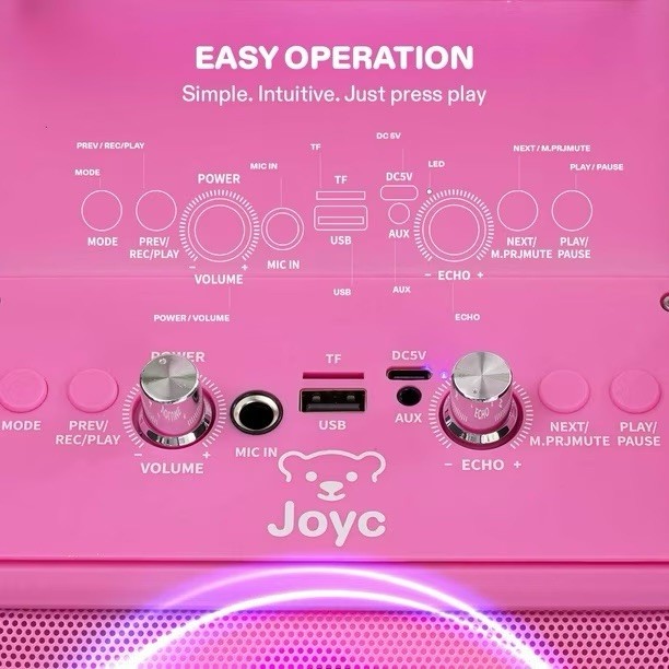 Karaoke Machine Bluetooth speaker with multicolor Led Ring light by Joyc