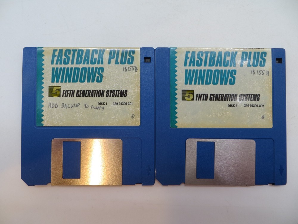 FASTBACK PLUS WINDOWS 3.5" Floppy Disks vintage computer discs 1991 vtg