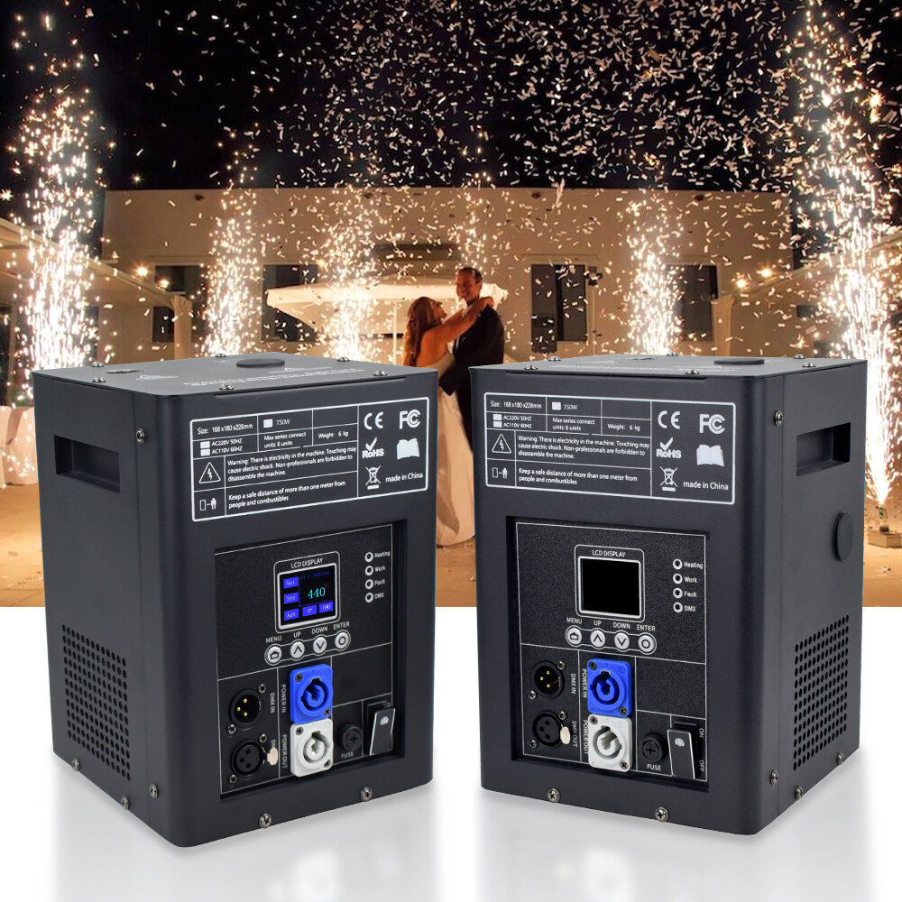 2pcs Cold Spark Machine 750W Stage Effect DMX Firework DJ Event Party Wedding