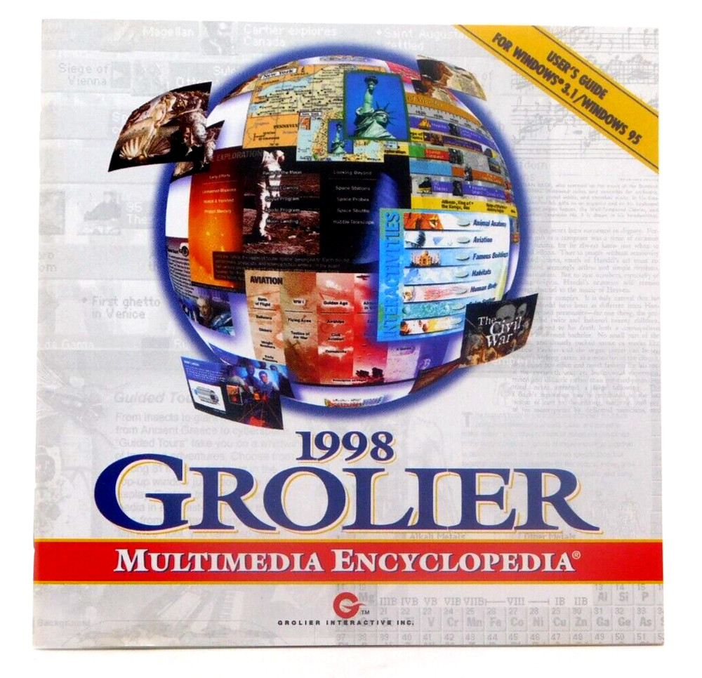 CD Rom 1998 Grolier Multimedia Encyclopedia Windows 95 3.1 Users Guide