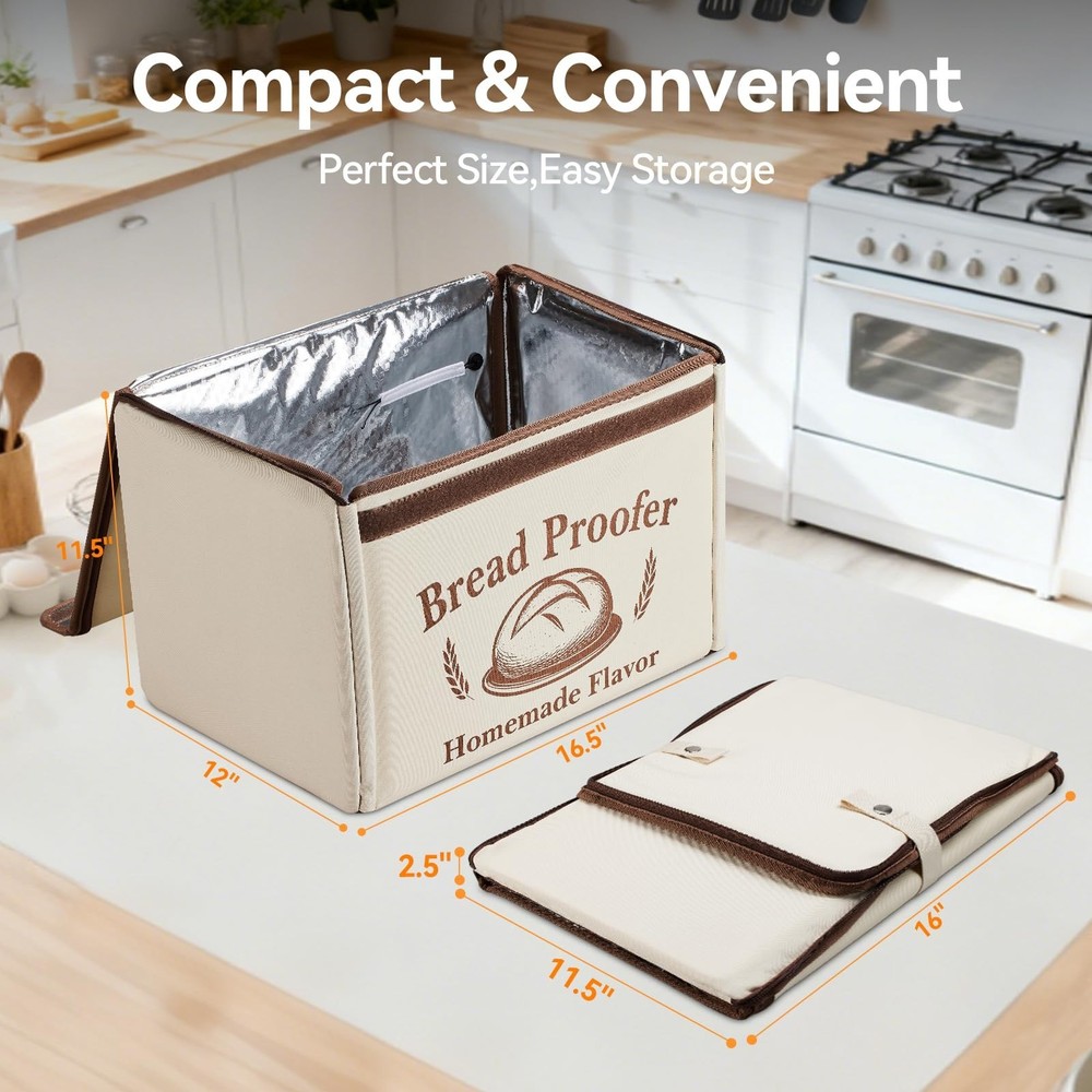 Proofing Box - Foldable Proofing Bread Box with 68-122°F Temp Control & 48H