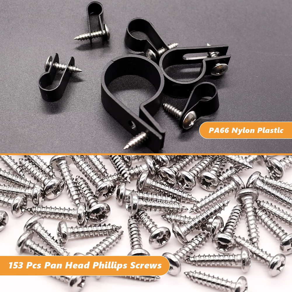 306PCS Cable Clips Wire Clips Assortment Kit Nylon Plastic R-Type Cable Clamps W