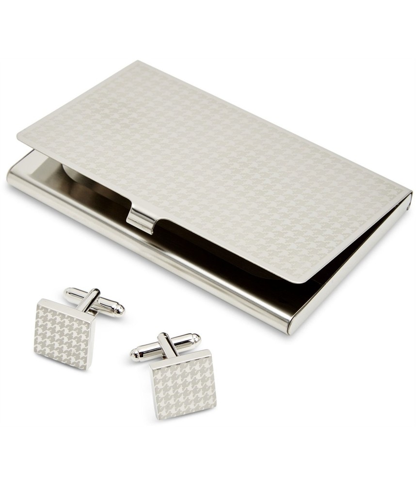 the Gift Mens Card Case Square Shape Cufflinks, Metallic, One Size