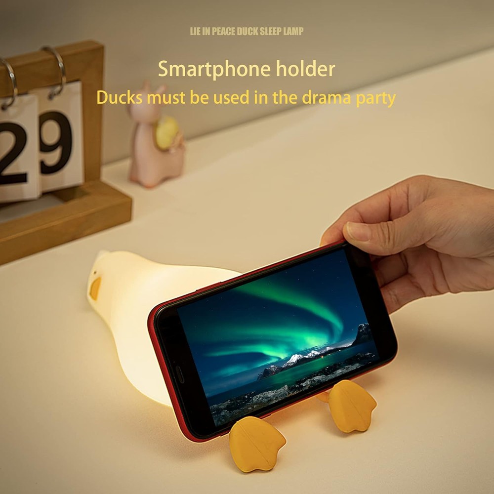 Lying Flat Benson Duck Multi-Color Lamp with Remote Control, small, White