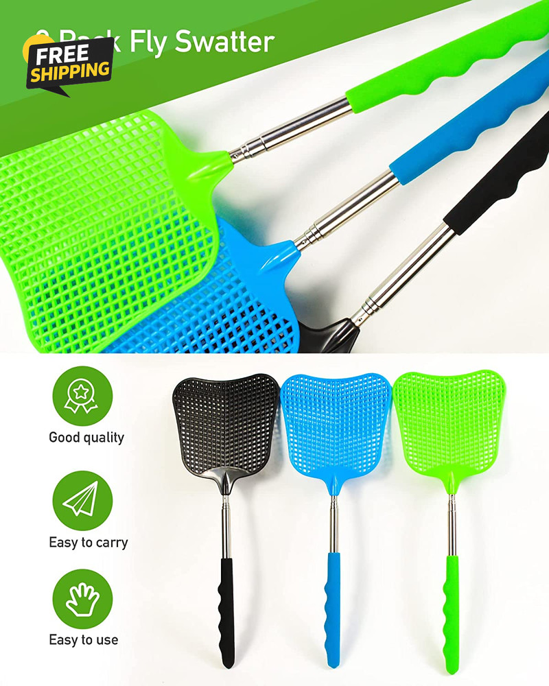 3 Pcs Fly Swatter, Fly Swatters Plastic Telescopic