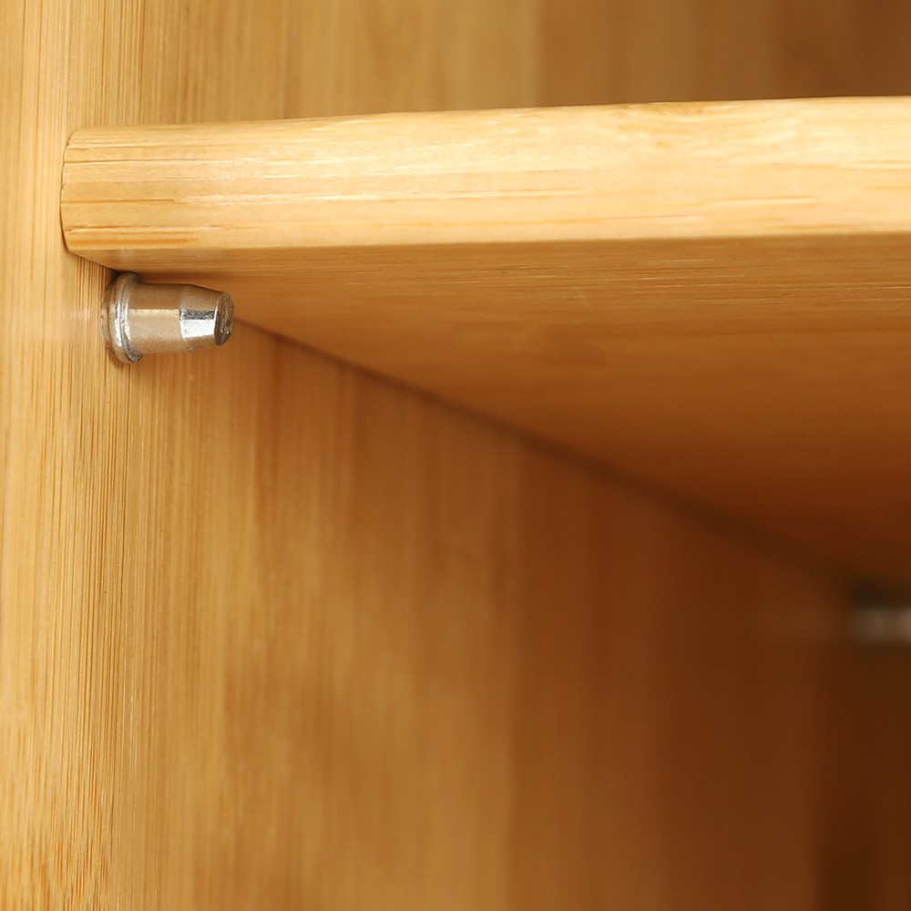 Small Bamboo Kitchen Pantry Sideboard with Sliding Doors and Ample Storage