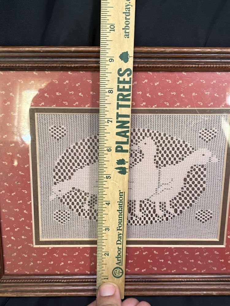 framed lacework ducks scene framed 11.25 x 9.25”