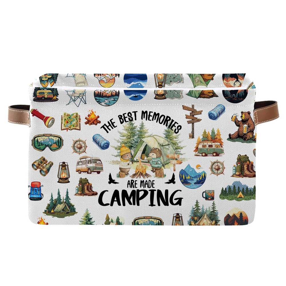 Camping Rectangle Storage Basket - Camping Themed Collapsible Storage Baskets...