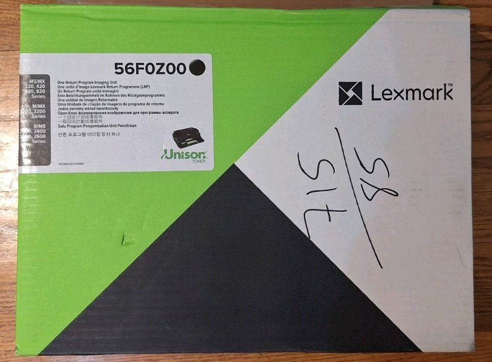 56F0Z00 OEM Lexmark Black Return Program Imaging Unit. Open Box, Bag