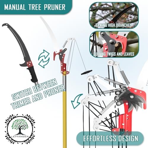 Pole Saws for Tree Trimming, 7.3-27 ft Extendable Tree Trimmers Long Handle