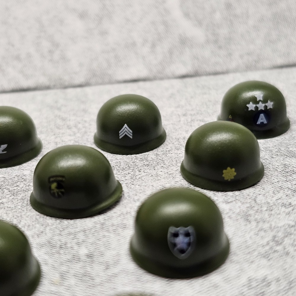 Multipack WW2 Platoon Helmets Blocks Accessory for Minifigures gc4A73