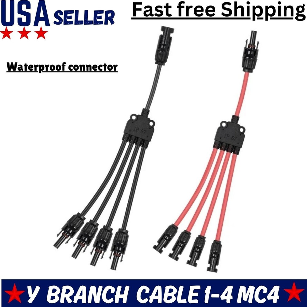 Solar Panel Y Branch Cable Connection Waterproof Adapter Connector Kit Extension