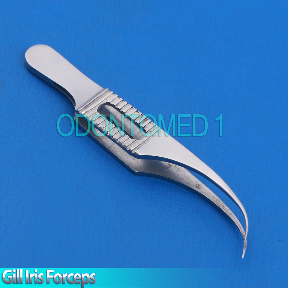 GILL (CHANDLER) Iris Forceps 3" Serrated Tip 0.6mm Wide