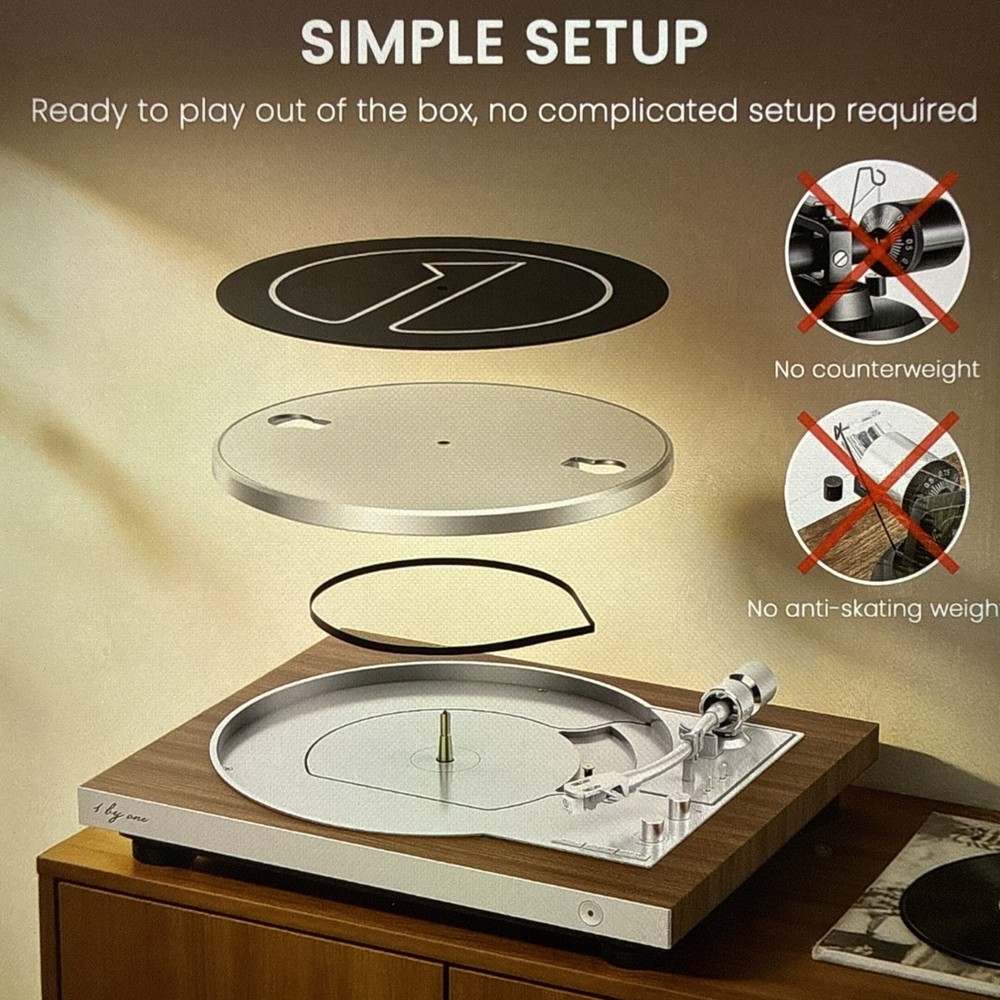 1 By ONE Fully Automatic Record Player, Auto Repeat Function, Speakers, Remote