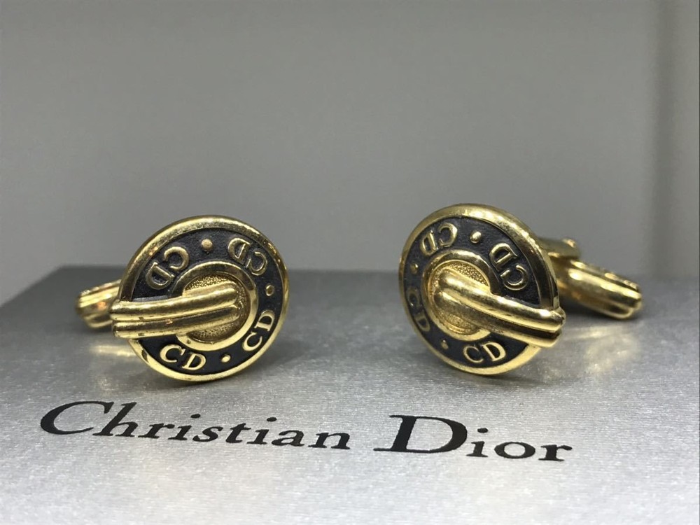 Dior Cd Oval Black Gold Cufflinks