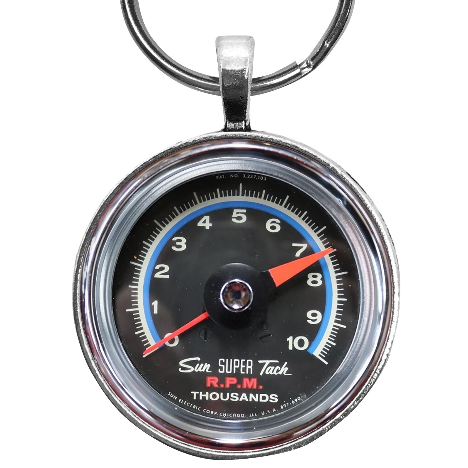 Vintage Sun SUPER Tach SST-801 10,000 RPM Tachometer Gauge 1.2" Dia. Keychain