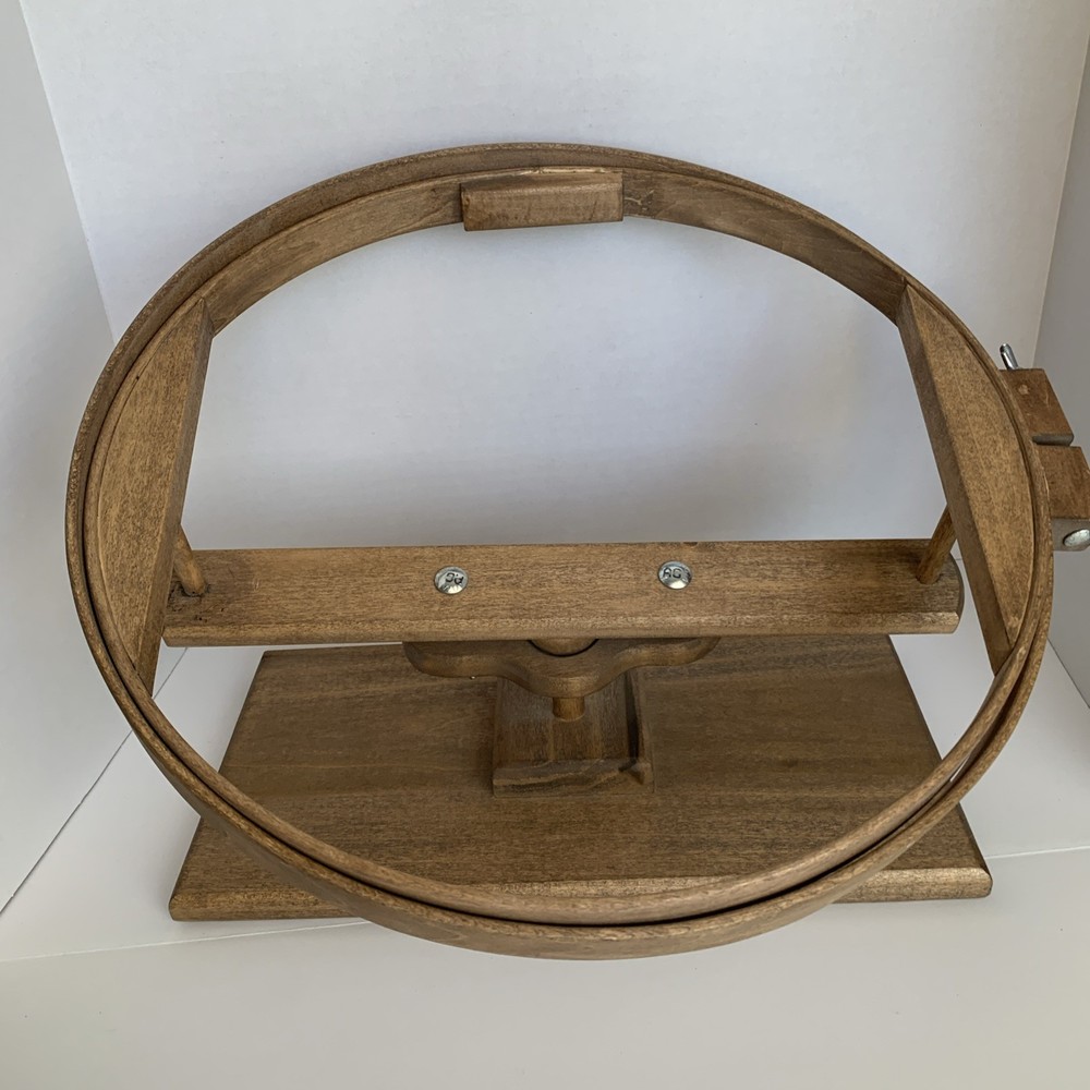 14" Adjustable Wooden Quilting/Needlework Frame Standing Hoop