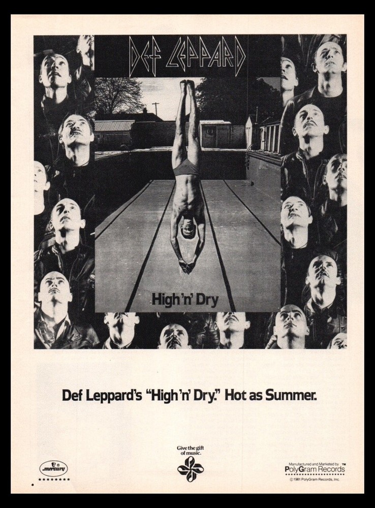 1981 Def Leppard- High N Dry-Print ad / mini-poster/ ORIG. Vintage Rock music