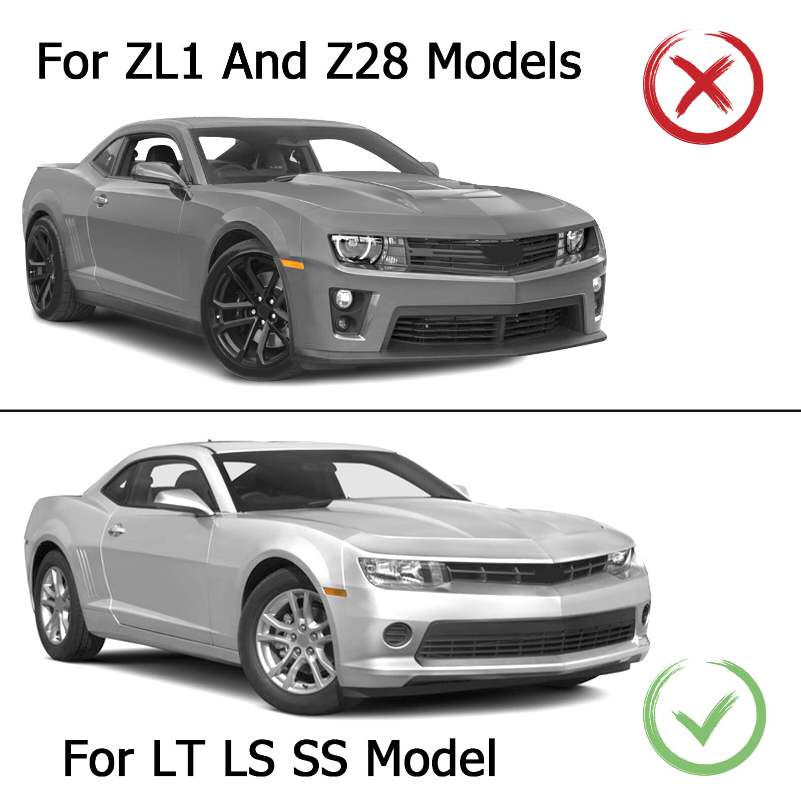 Side Skirts Extension For 2010-15 Chevy Camaro SS LS LT Gloss Black Rocker Panel