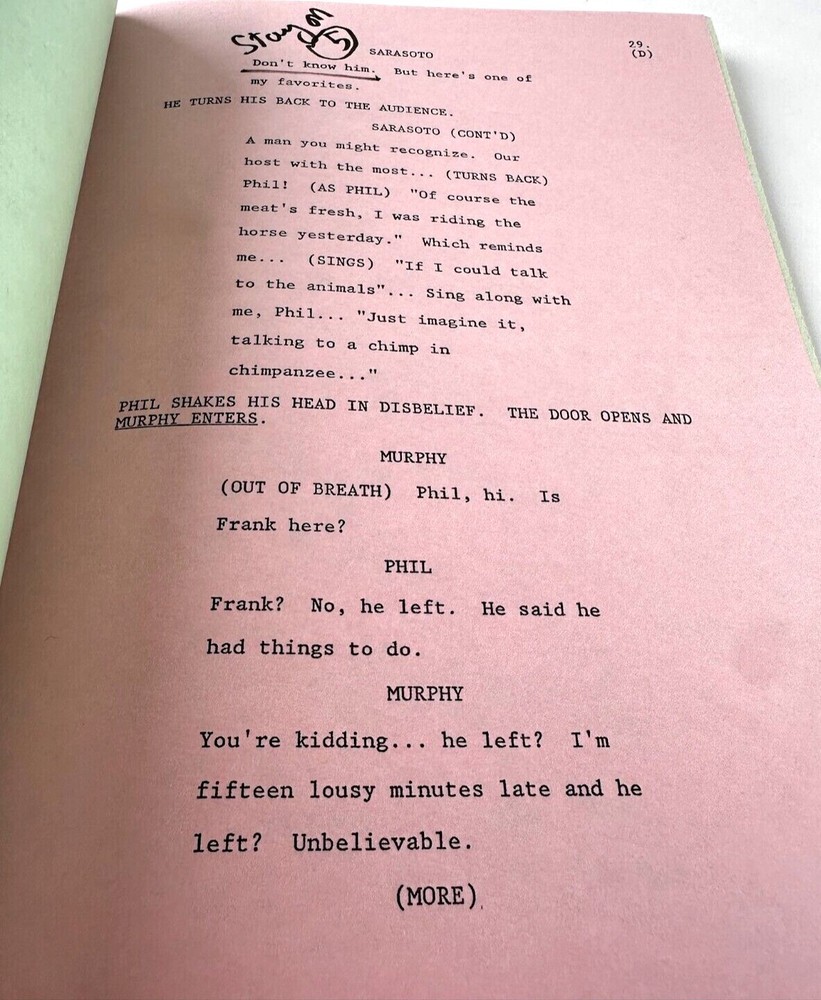 Murphy Brown Signed Original Script Buddies Schmuddies Final Draft 9/20/1989 WB