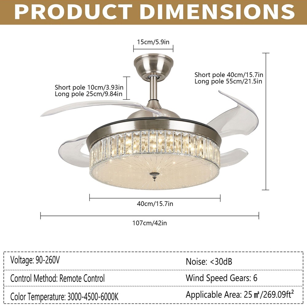 42 Inch Ceiling Fan Light and Remote Control Ceiling Fan Light 3 Light Color