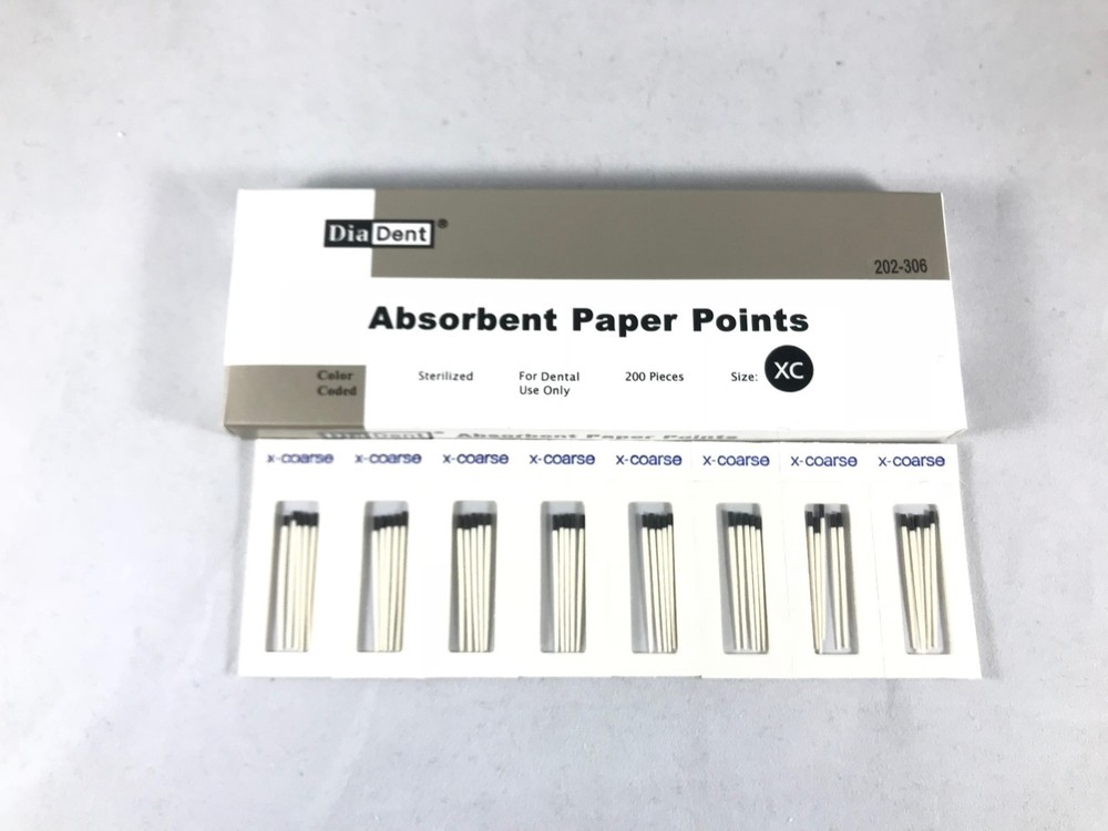 DIADENT Absorbent Paper Points Color Coded & Sterilized 200/Pack Cell Pack