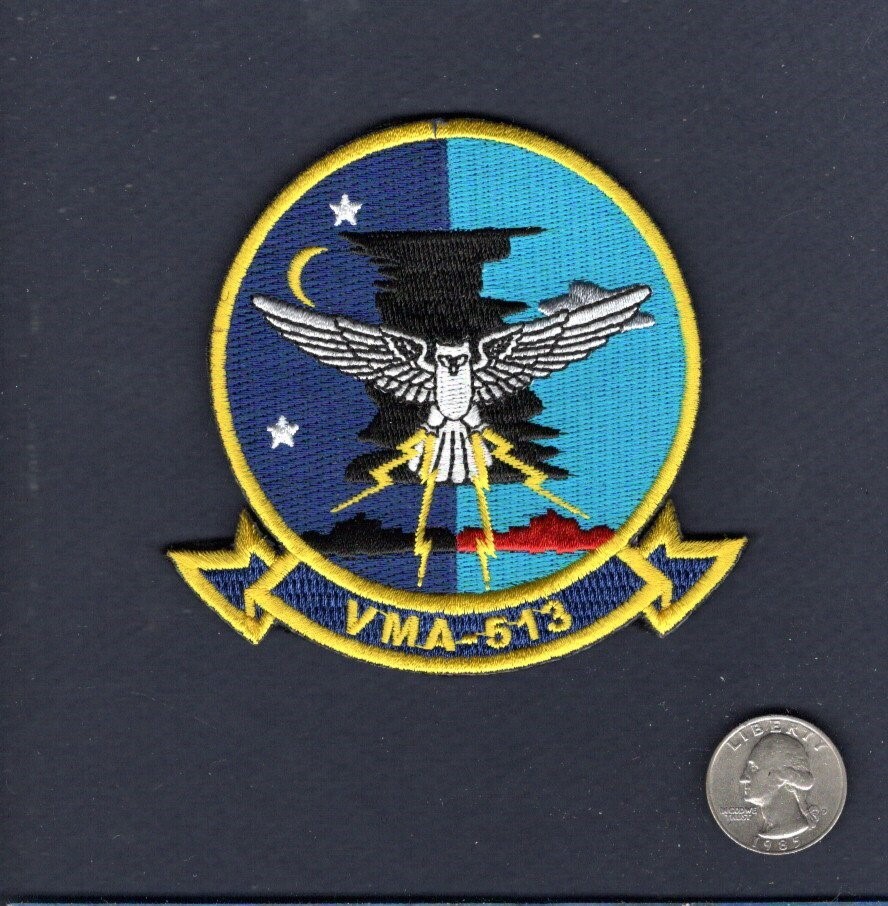 Original VMA-513 KNIGHTMARES USMC AV-8 HARRIER Attack Squadron Patch + V